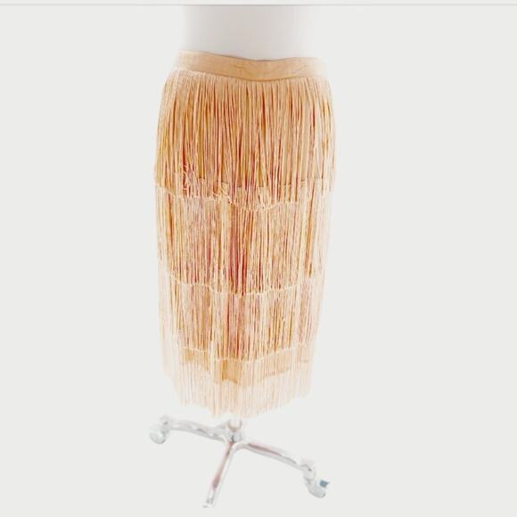 Anthropologie Maeve Velma fringe midi skirt pink sz 6p - Picture 10 of 10